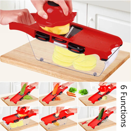 HILIFE Cooking Tool Sets Kitchen Gadget Vegetable Mandoline Slicer Multi-function Grater Fruit Cutter 6 Blades Slicer